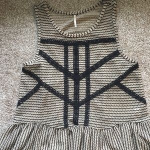 Free People Lace Chevron Sleeveless Blouse